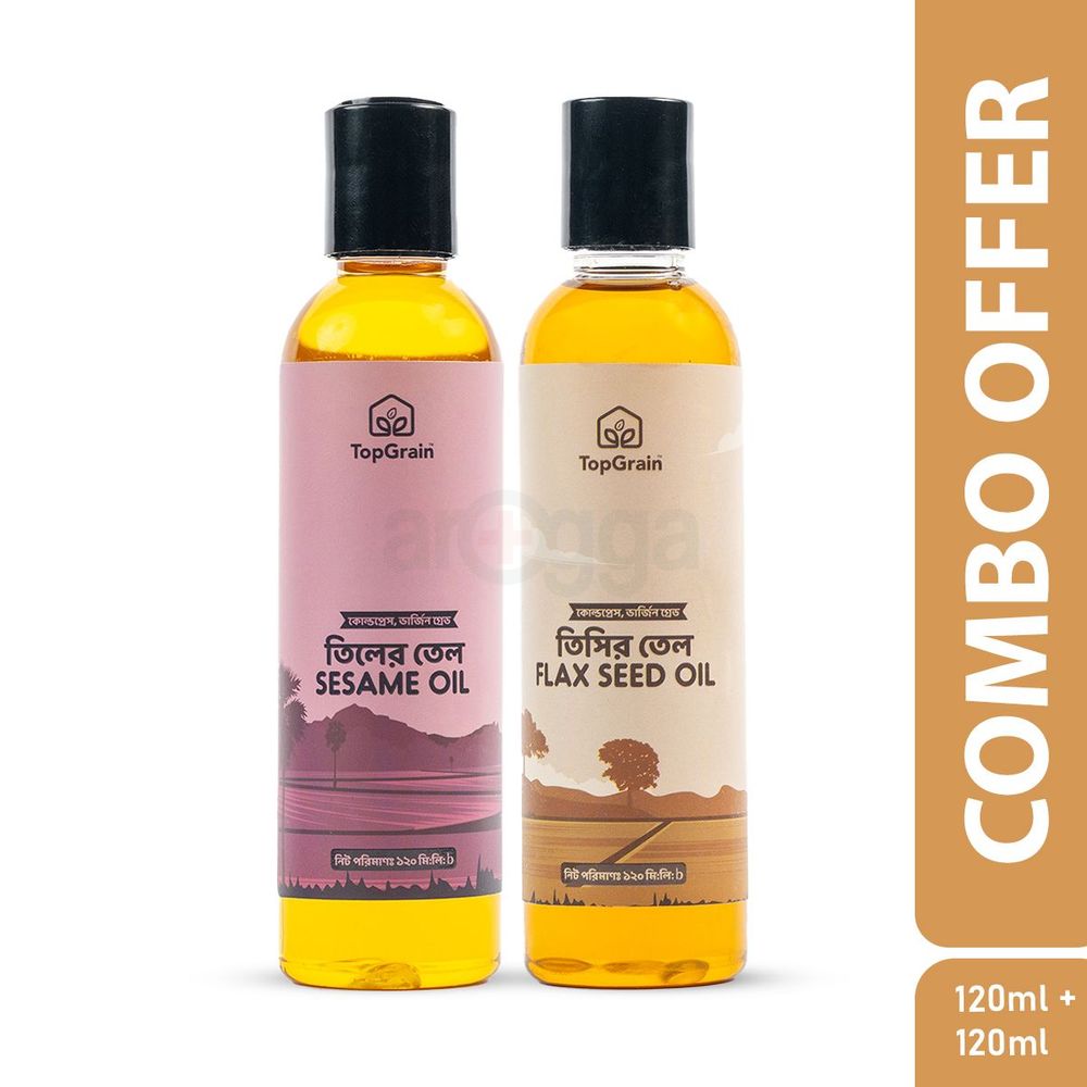 TopGrain Sesame Oil 120ml with Flaxseed Oil 120ml Combo  