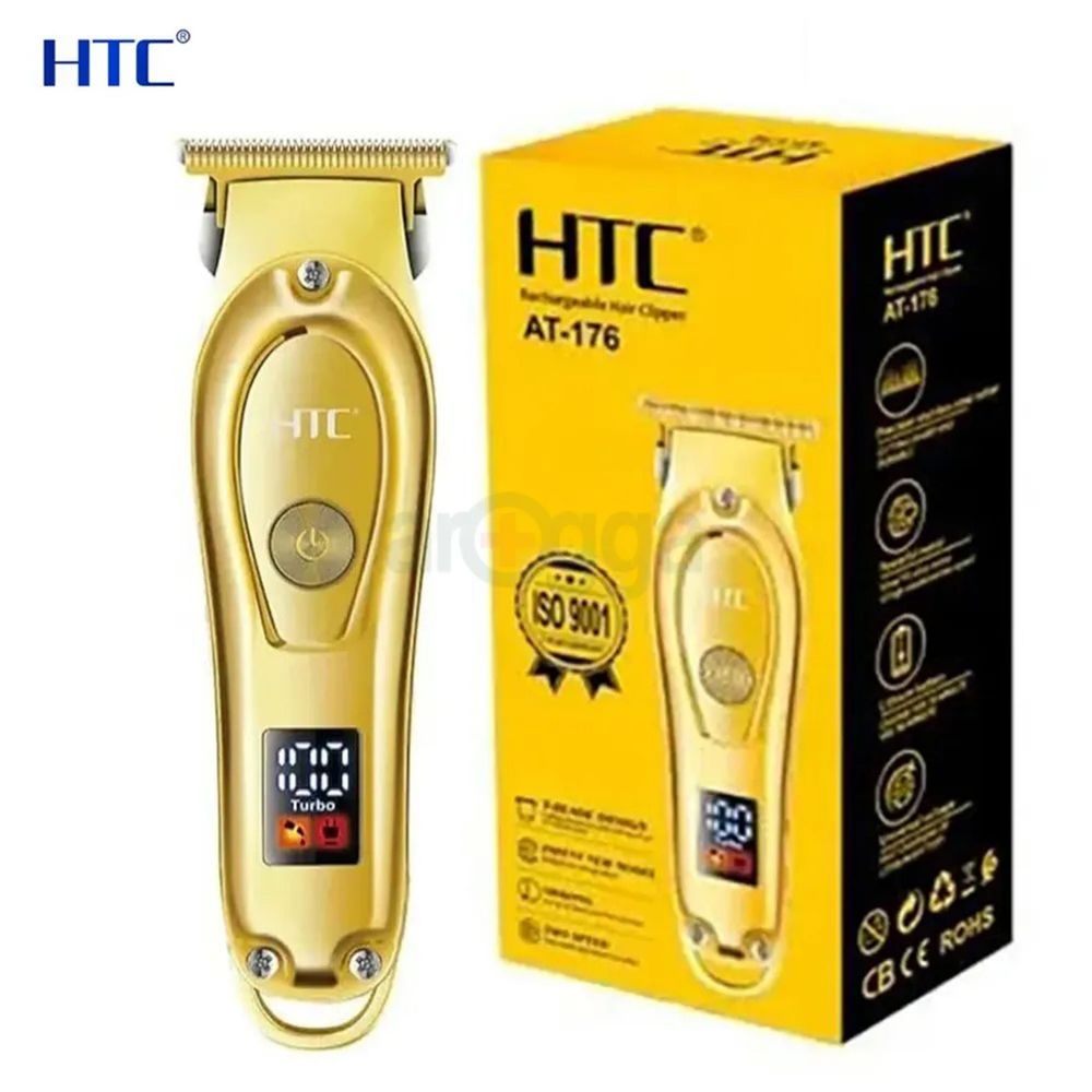 HTC AT-176 Rechargeable Hair Clipper Golden Color With LED Display  