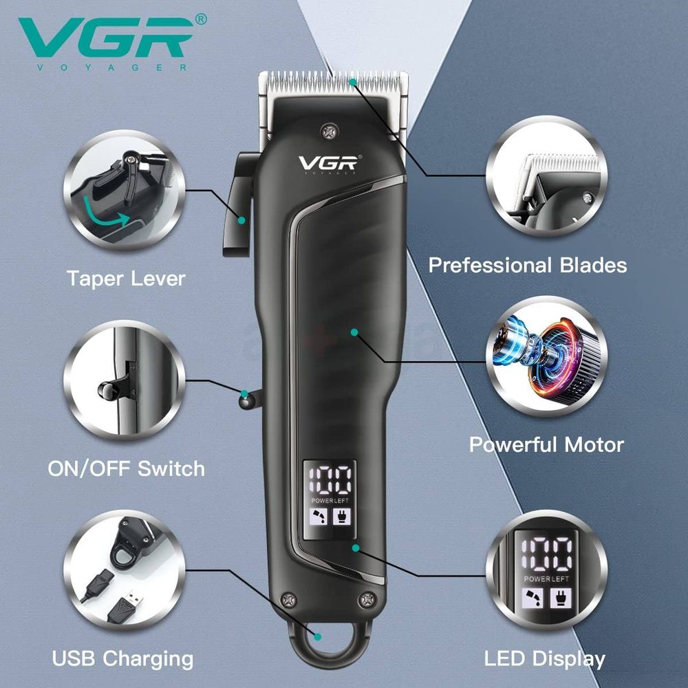 VGR V-683 Professional  Hair Clipper with LED Display for Men  