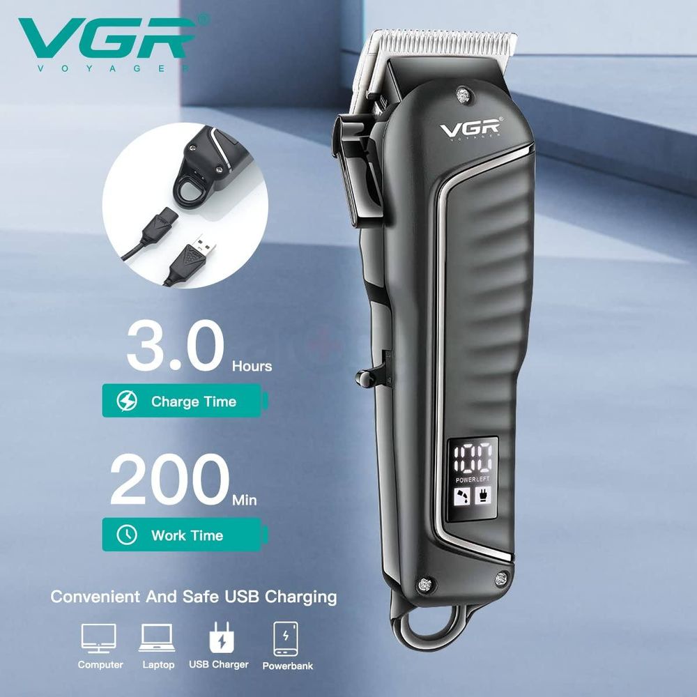 VGR V-683 Professional  Hair Clipper with LED Display for Men  