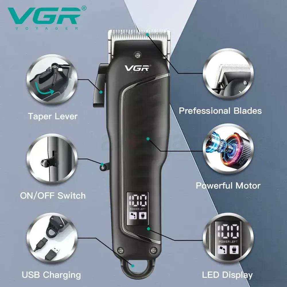 VGR V-683 Professional  Hair Clipper with LED Display for Men  