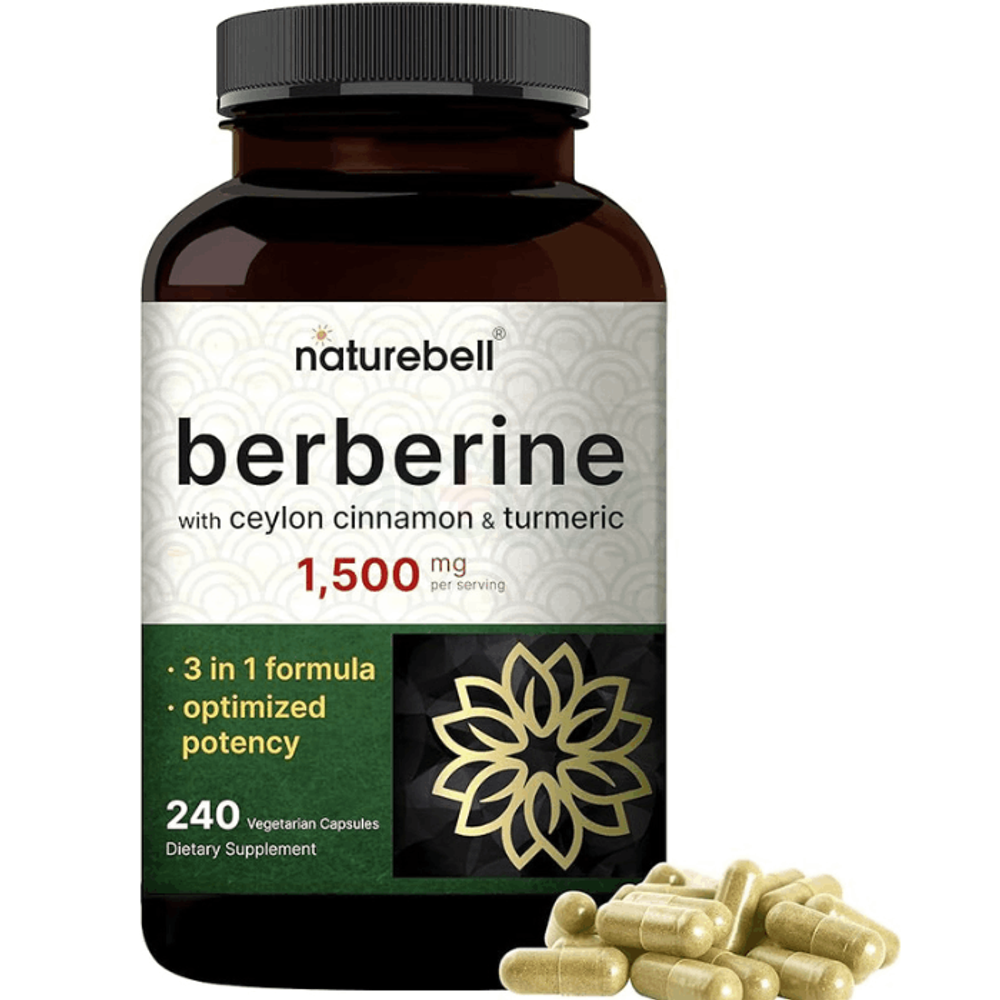 Naturebell Berberine Supplement | Plus True Ceylon Cinnamon & Turmeric Root – 97% Berberine HCL 240 Capsules  