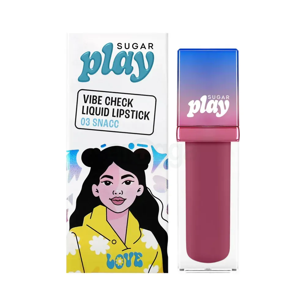 SUGAR Cosmetics Play Vibe Check Liquid Matte Lipstick - 03 Snacc (Bright Pink)  