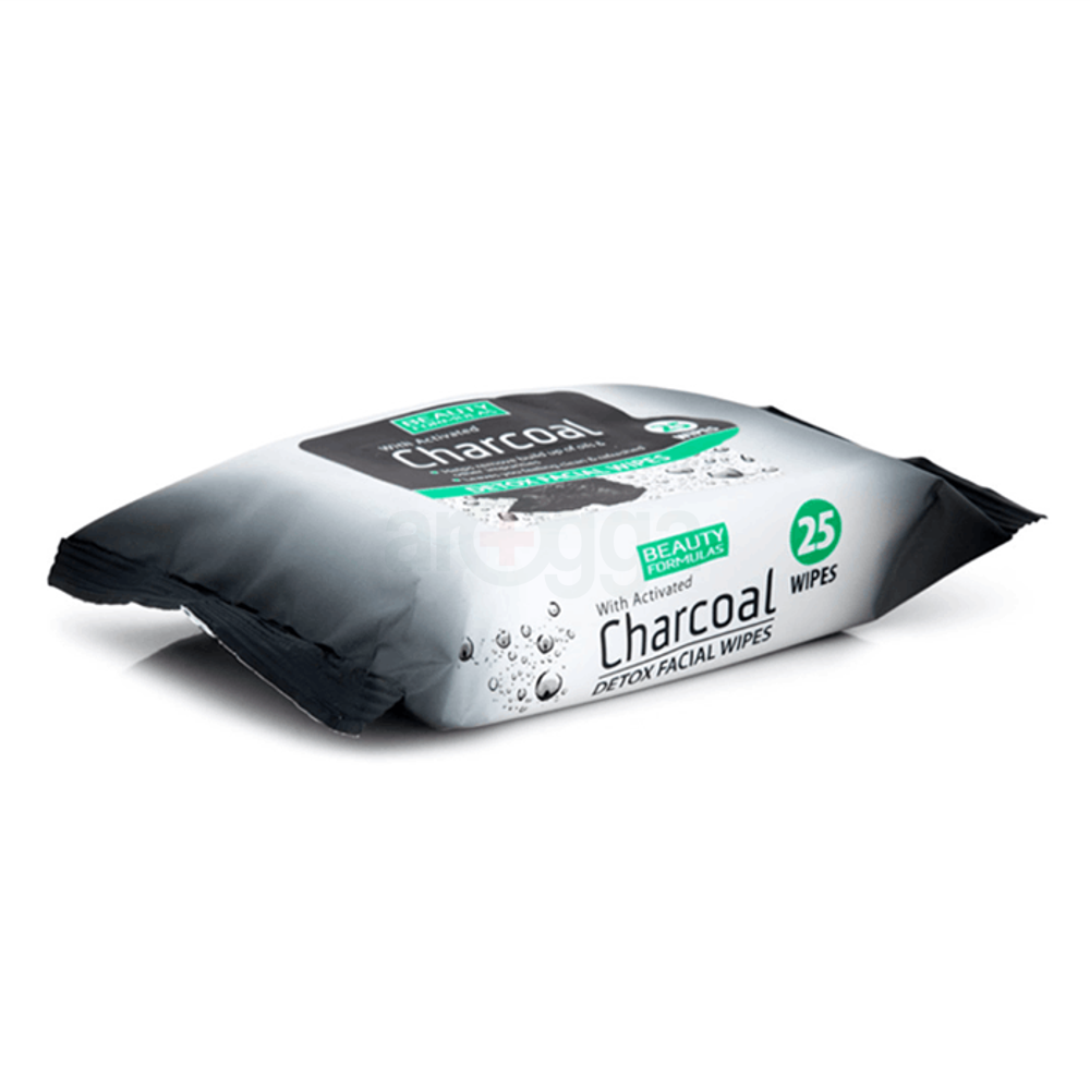 Beauty Formulas Detox Facial Wipes with Activated Charcoal 25 Wipes  