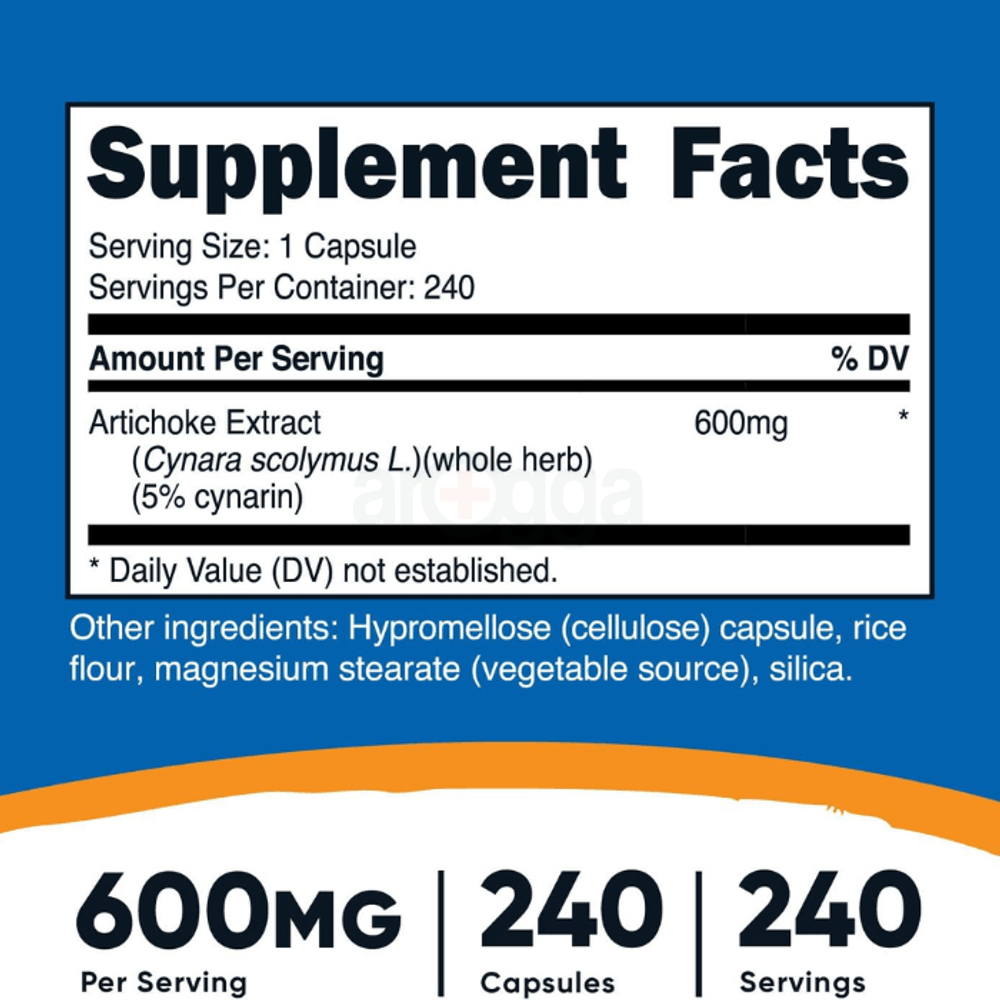 Nutricost Artichoke Extract 600mg, 240 Veg Capsules  