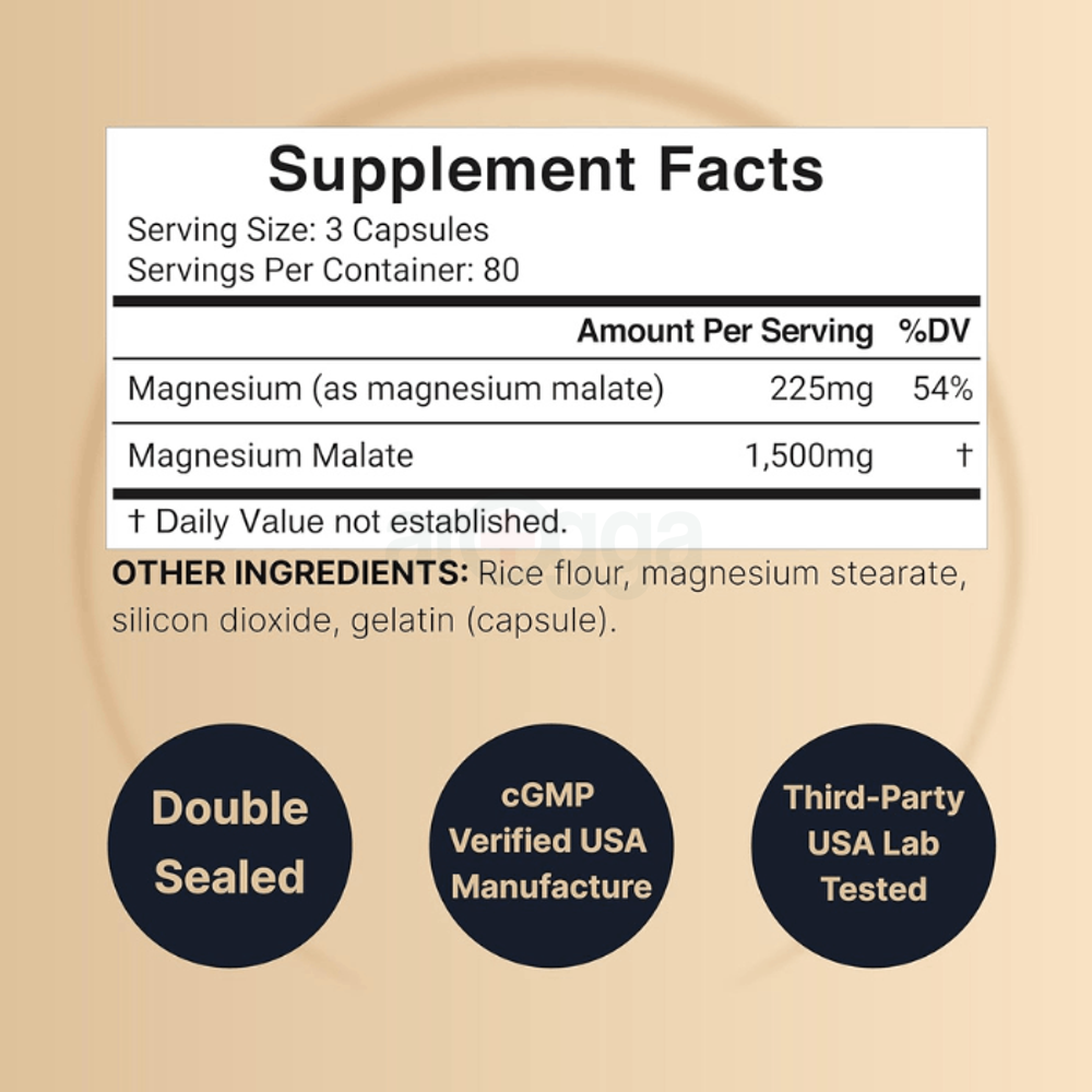 NatureBell Magnesium Malate 1,500mg Per Serving, 240 Capsules	  