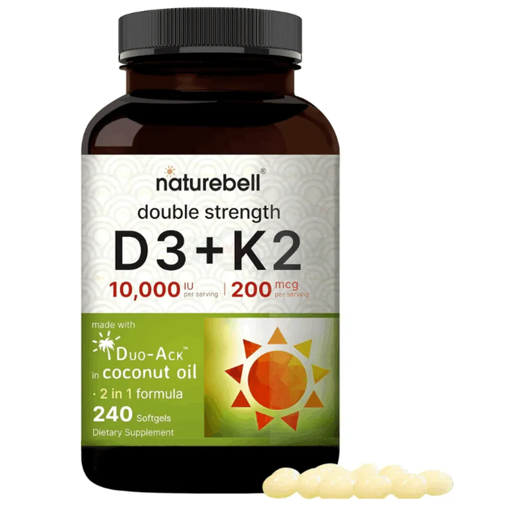 NatureBell Vitamin D3 10,000 IU with K2		 240 Softgels  
