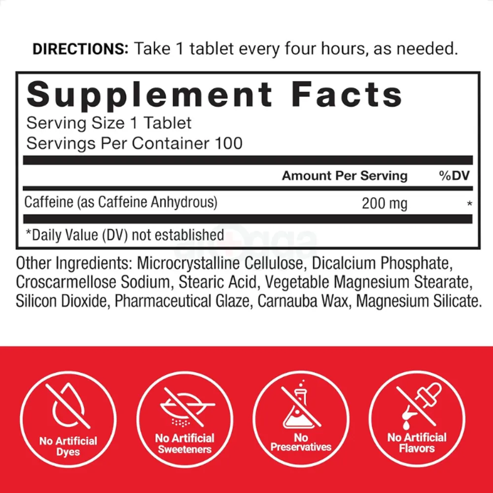 Force Factor Caffeine Pills 200mg, Caffeine Pills and Energy Supplement, 100 Tablets  
