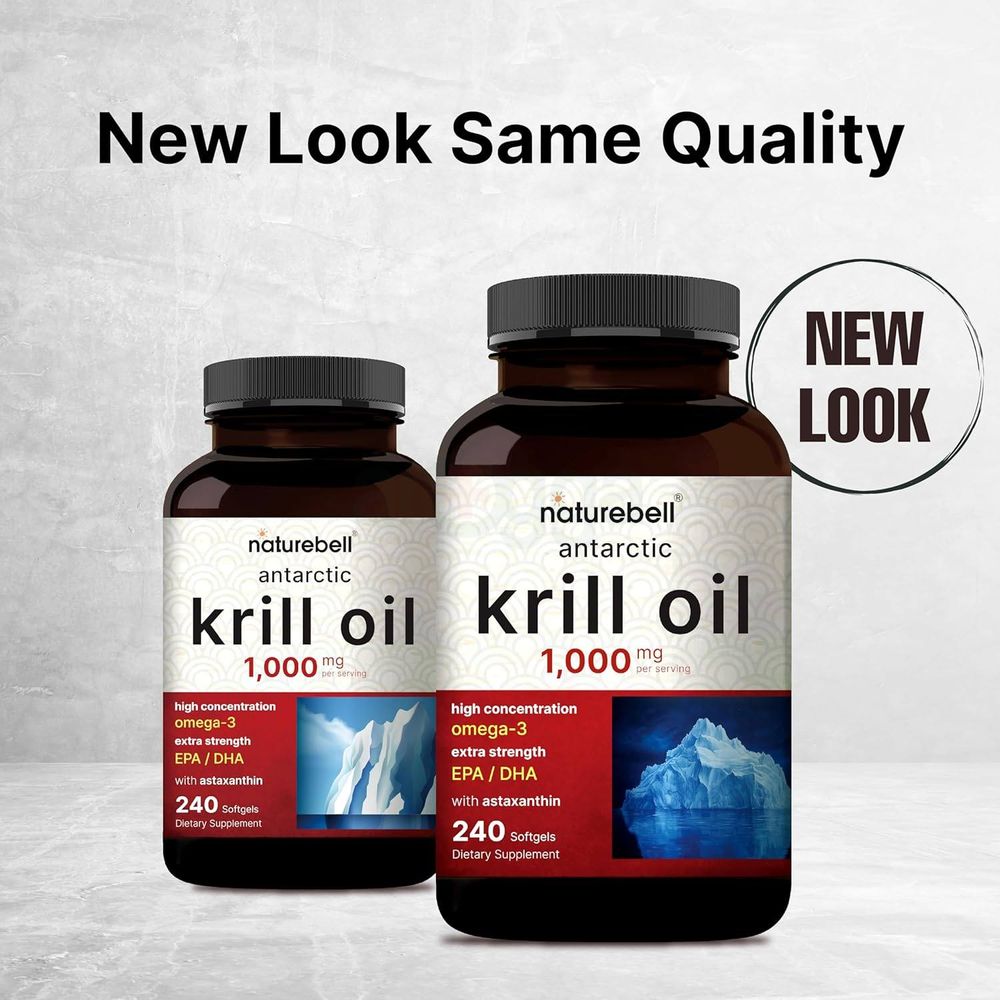 NatureBell Antarctic Krill Oil 1000mg Supplement, 240 Softgels  