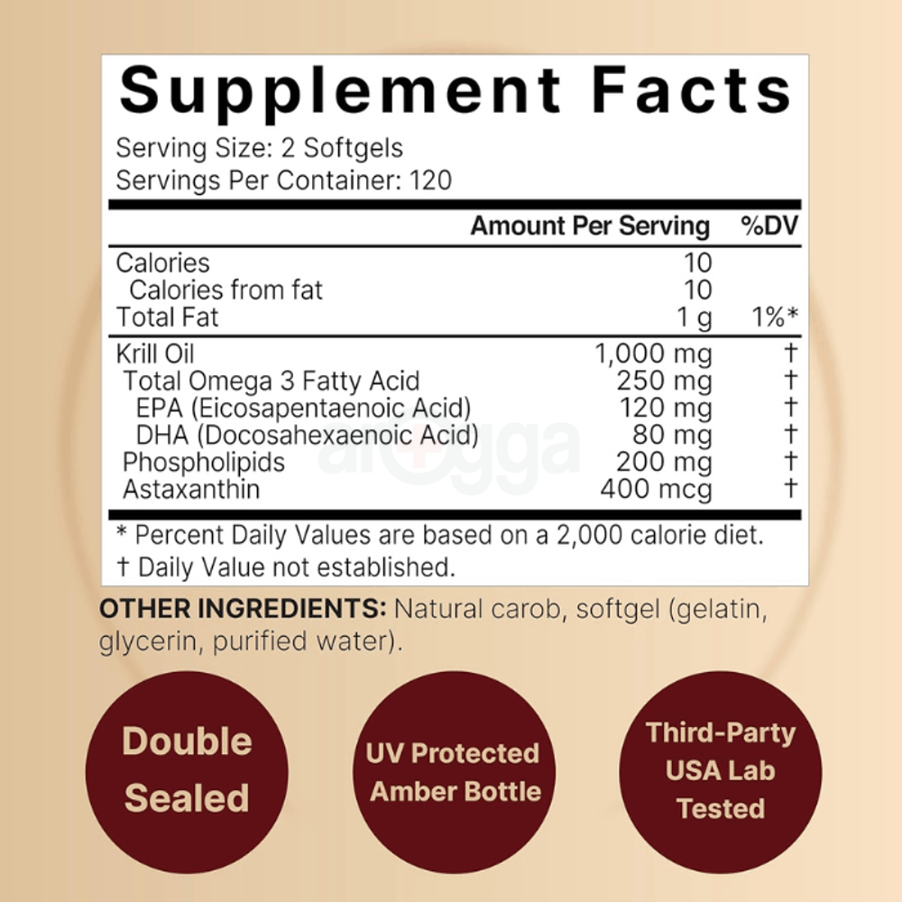 NatureBell Antarctic Krill Oil 1000mg Supplement, 240 Softgels  