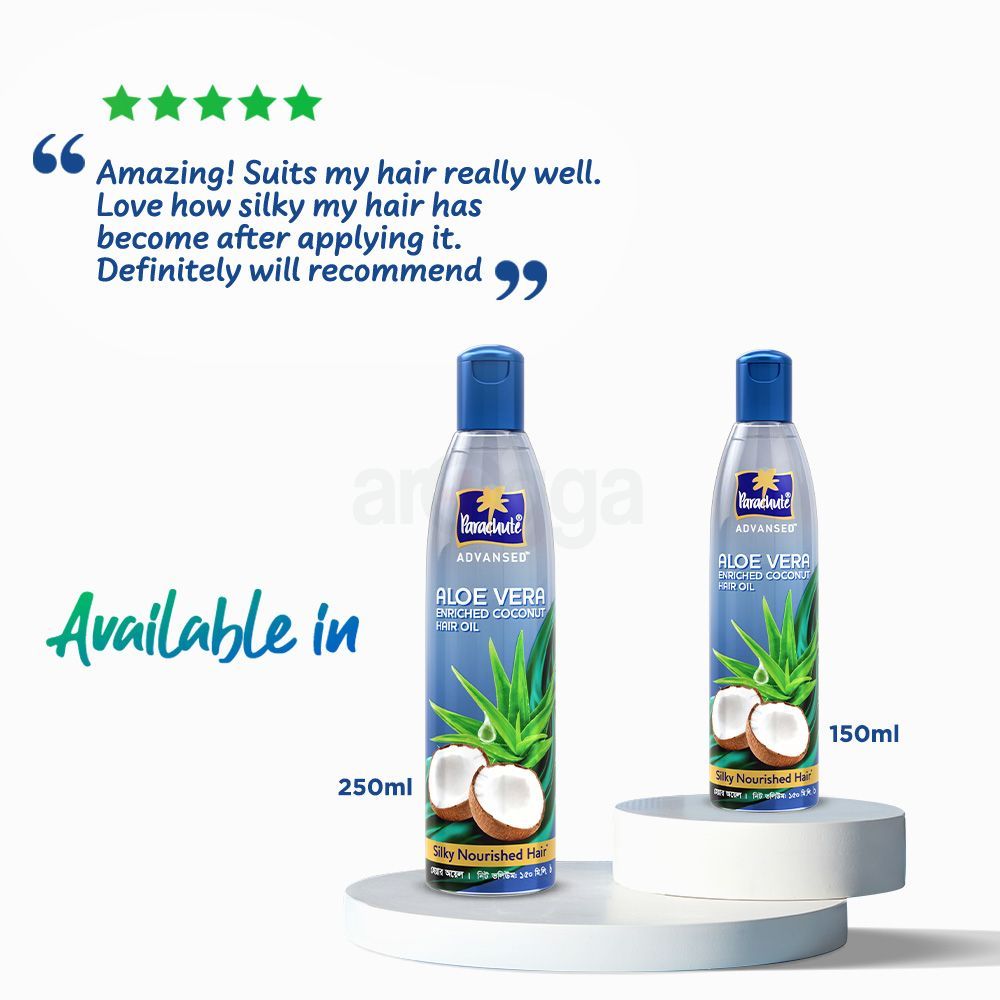 Parachute Hair Oil Advansed Aloe Vera Enriched Coconut 150ml Pack of 2 (150ml x 2)  