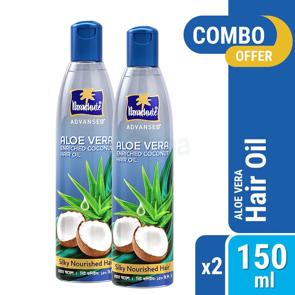 Parachute Hair Oil Advansed Aloe Vera Enriched Coconut 150ml Pack of 2 (150ml x 2)  