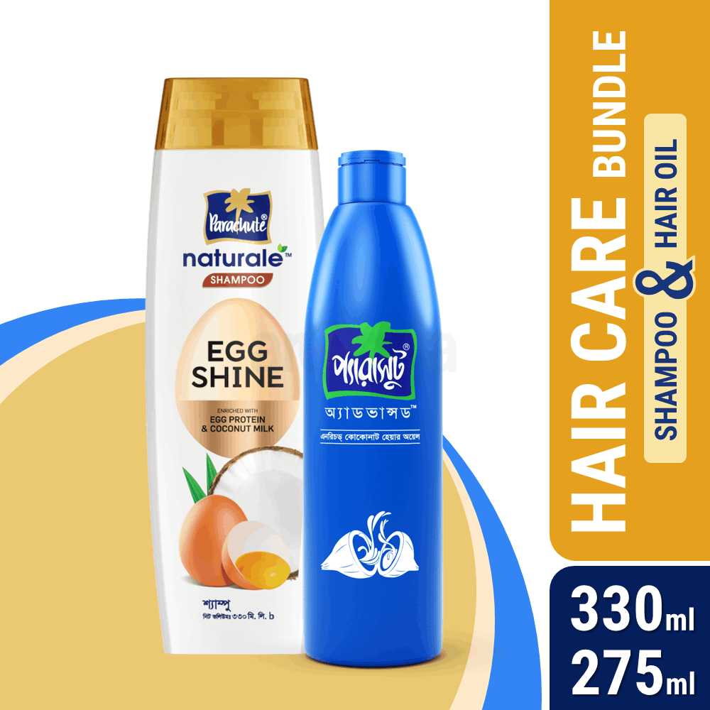 HAIR CARE BUNDLE - Parachute Naturale Shampoo Egg Shine 330ml & Parachute Hair Oil Advansed Enriched Coconut 275ml  