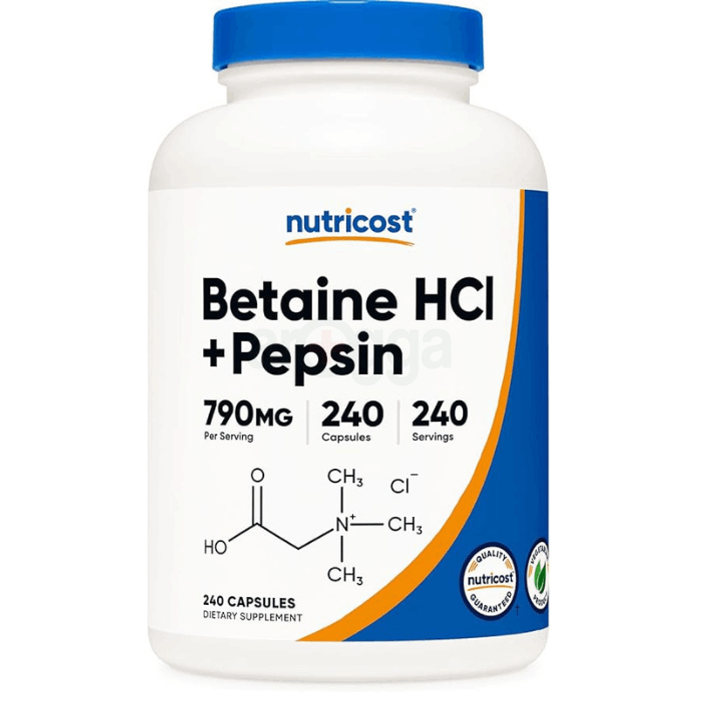 Nutricost Betaine HCl + Pepsin 790mg 240 Capsules   