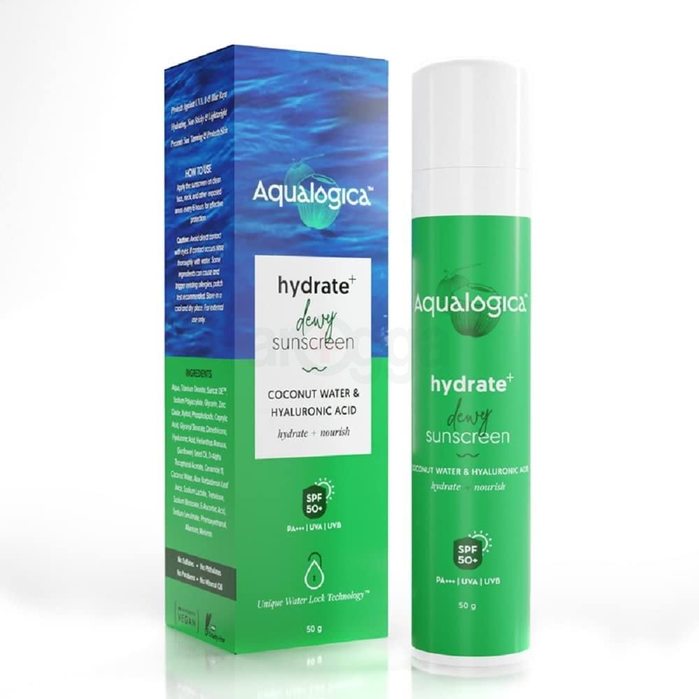 Aqualogica Hydrate+ Dewey Sunscreen SPF 50+ PA++++ with Coconut Water & Hyaluronic Acid  