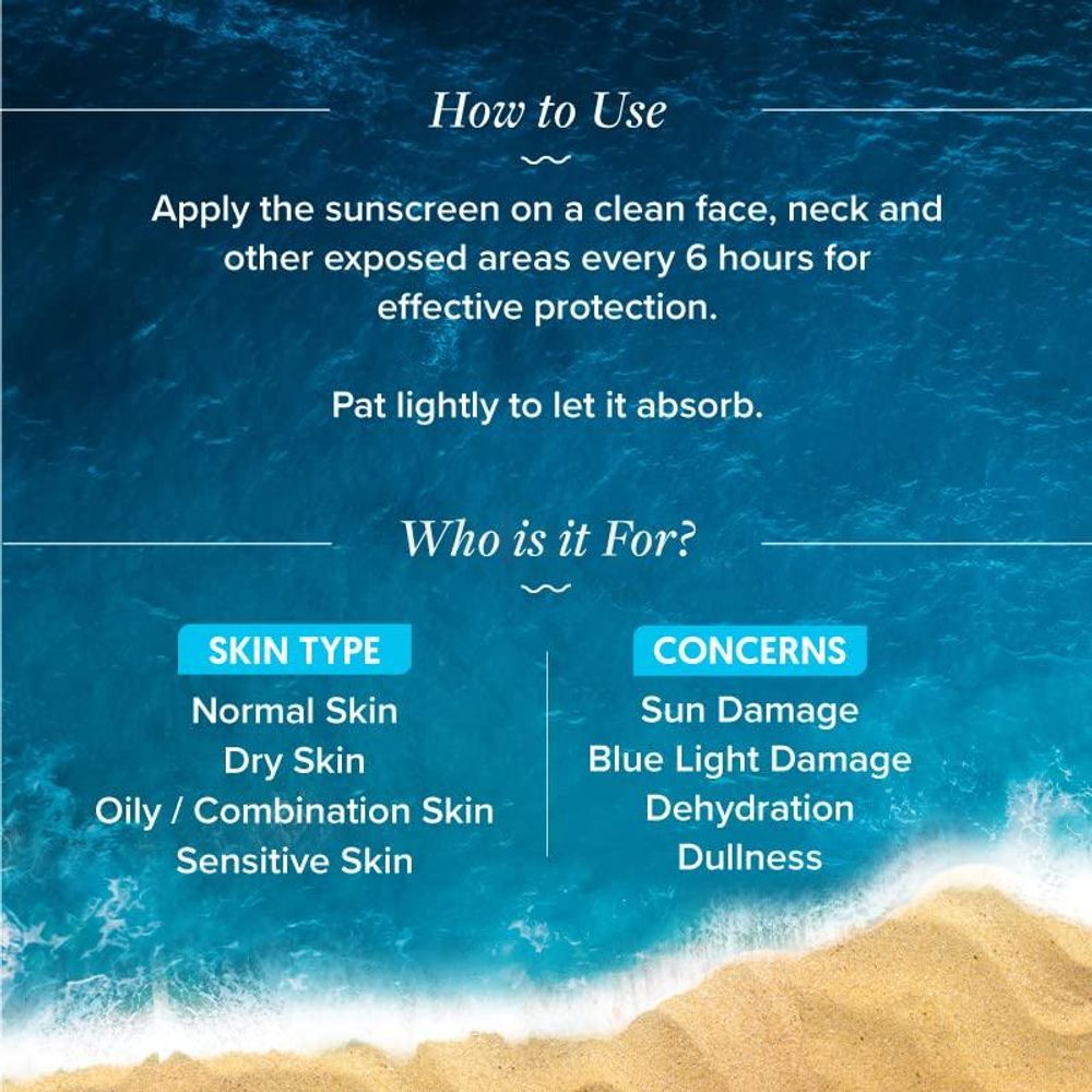 Aqualogica Hydrate+ Dewey Sunscreen SPF 50+ PA++++ with Coconut Water & Hyaluronic Acid  