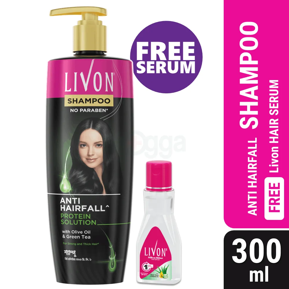 Livon Anti Hairfall Protein Shampoo 300ml (FREE Livon Hair Serum 50ml)  