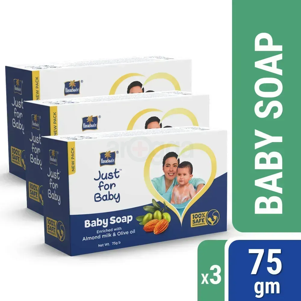 Parachute Just for Baby - Baby Soap 75g Pack of 3 Combo (75g x 3)  