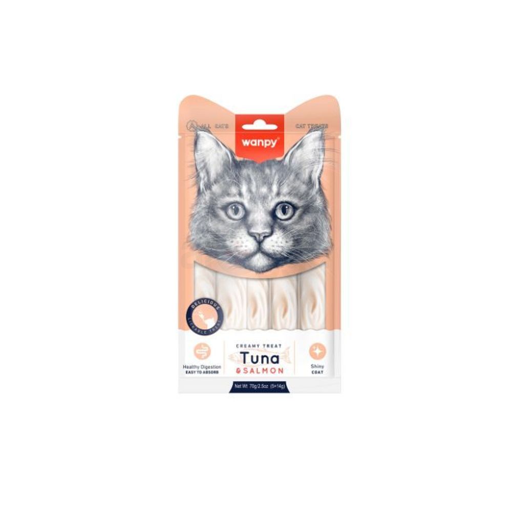 Wanpy Cat Creamy Treat Tuna & Salmon - (5×14g) Pack  