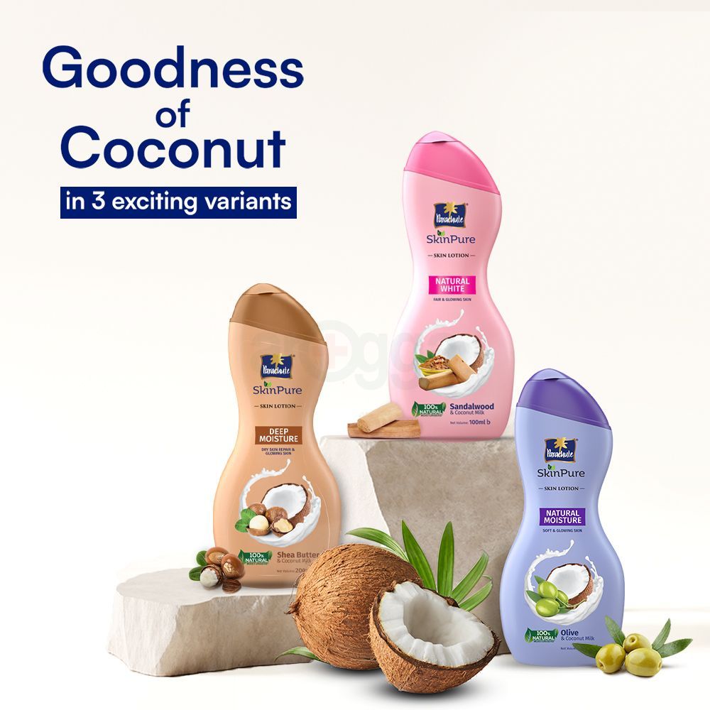 Parachute SkinPure Skin Lotion Natural Moisture 200ml (Free SkinPure Aloe Vera Gel 50g)  