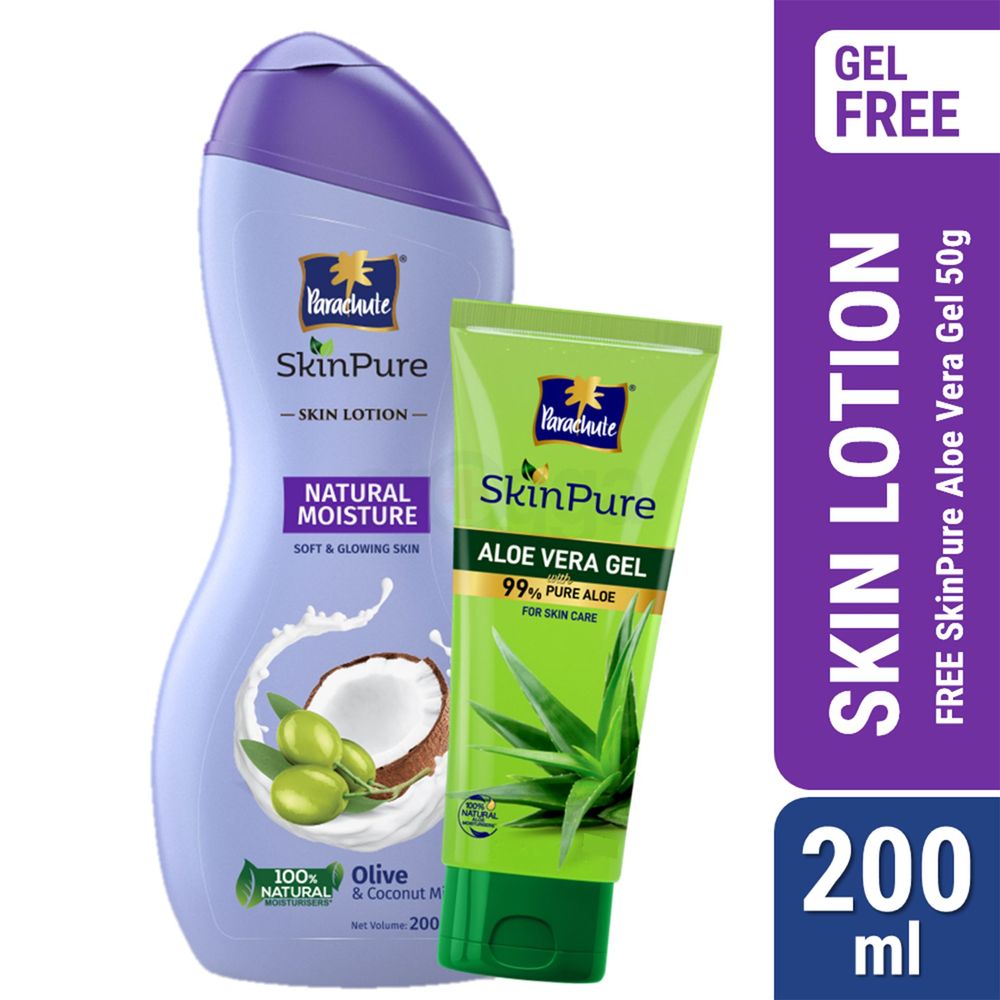 Parachute SkinPure Skin Lotion Natural Moisture 200ml (Free SkinPure Aloe Vera Gel 50g)  