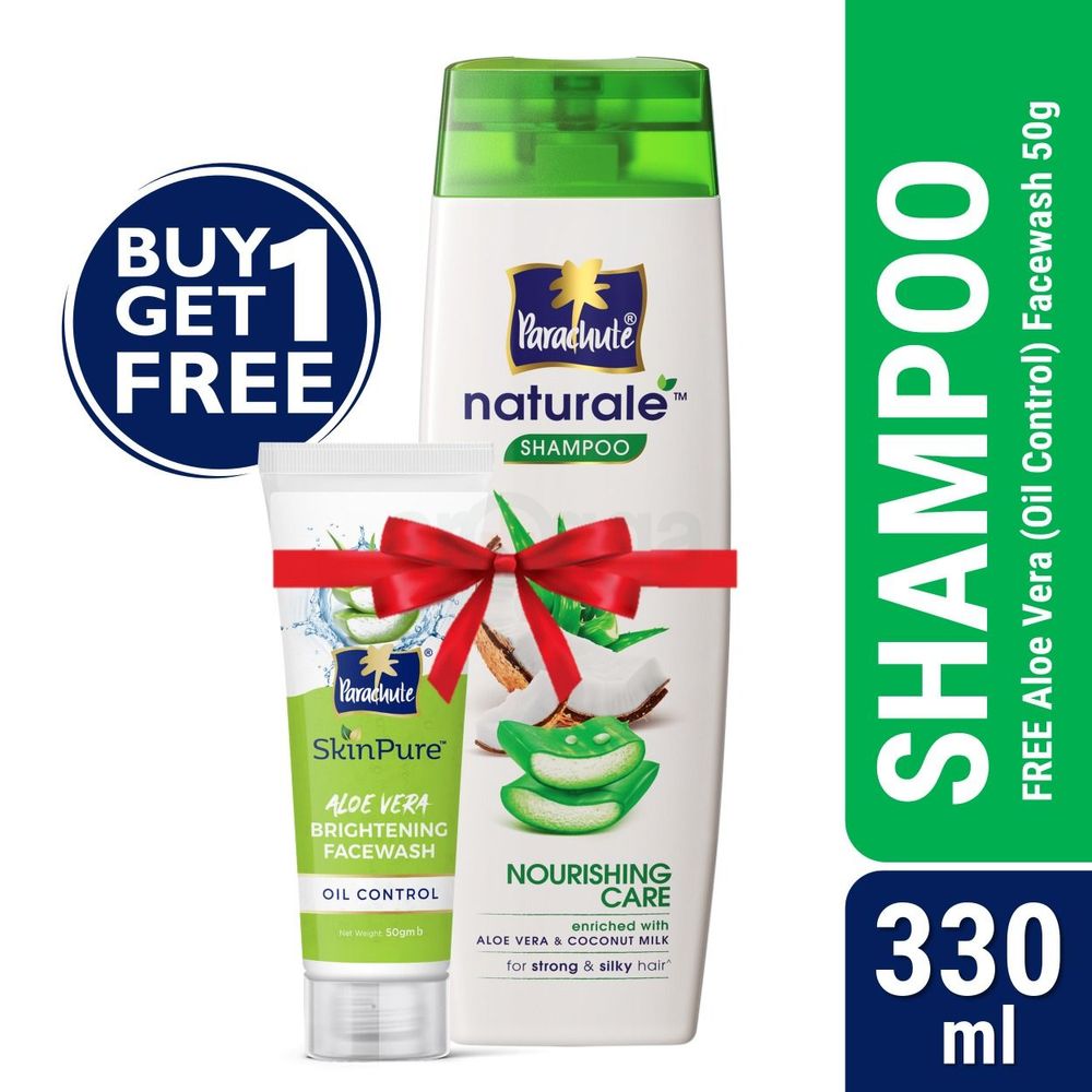 Parachute Naturale Shampoo Nourishing Care 330ml (FREE Aloe Vera Facewash - OIL CONTROL - 50gm)  