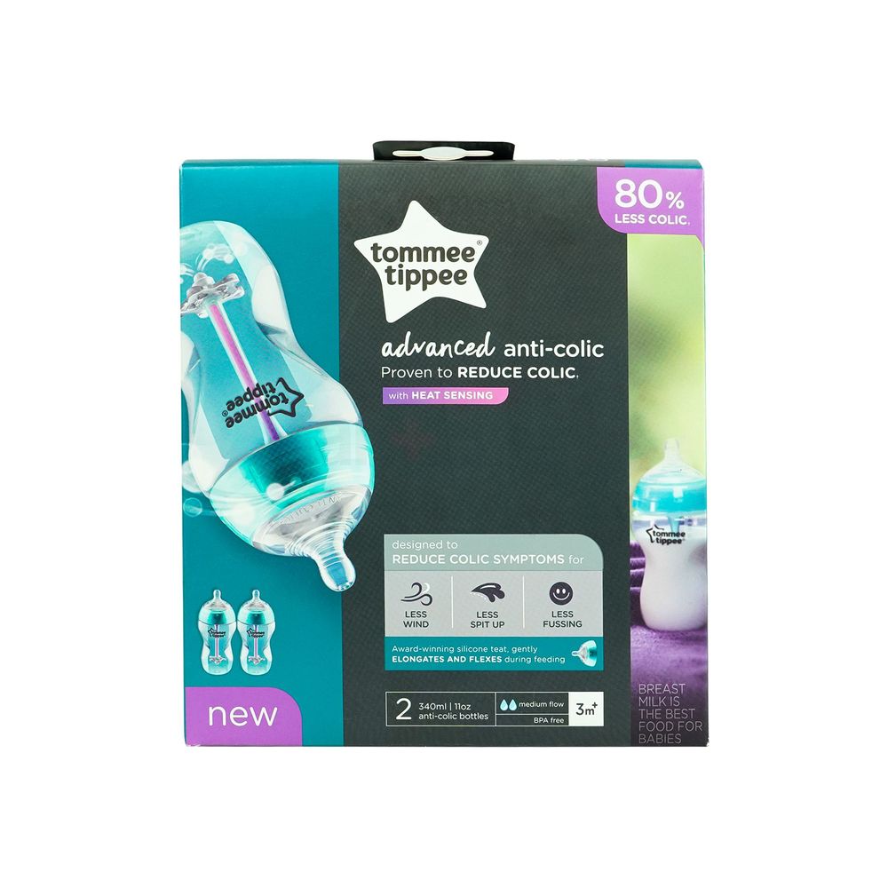 Tommee Tippee Advanced Anti-colic Heat Sensing Feeder 3m+ (Pack of 2) 340ml x 2= 680  