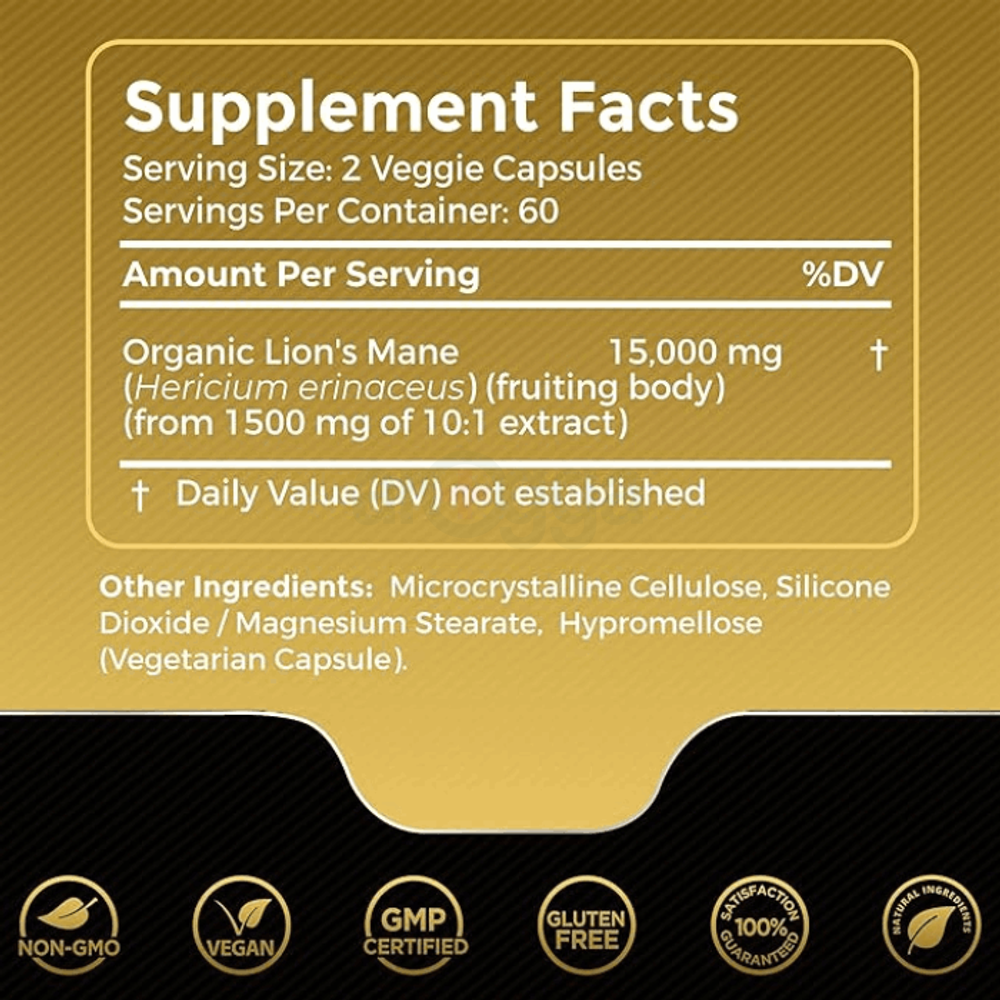 Wellness LabsRx Lions Mane Supplement Capsules - 120 Count   