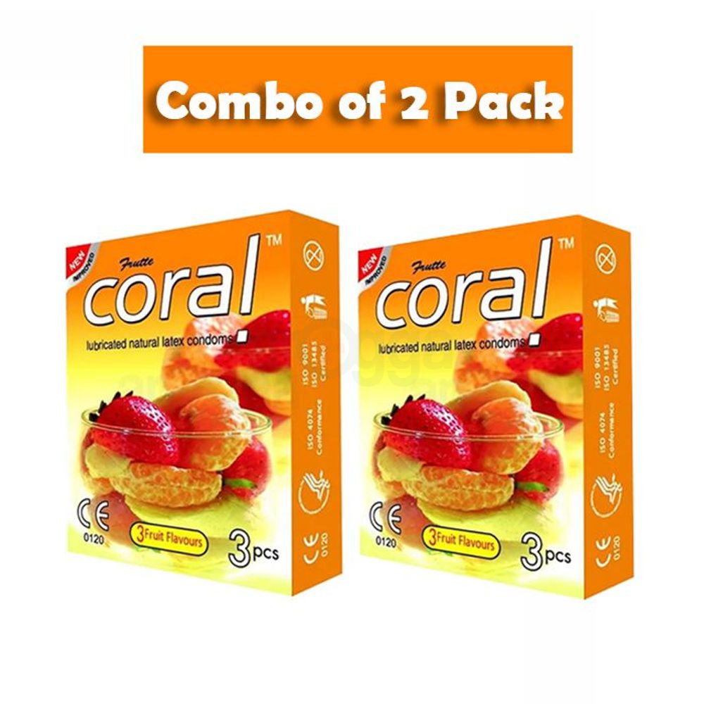 CORAL 3 Fruits Flavors Lubricated Condoms  