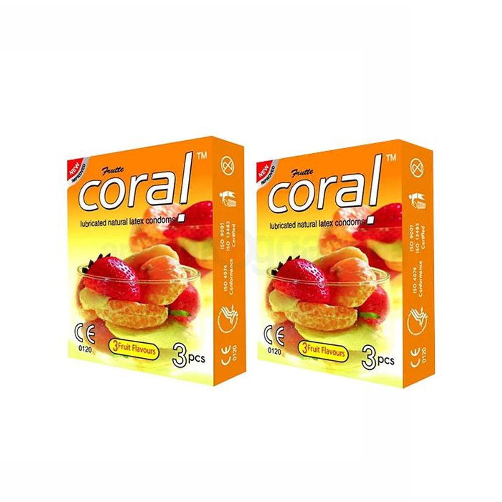 CORAL 3 Fruits Flavors Lubricated Condoms  