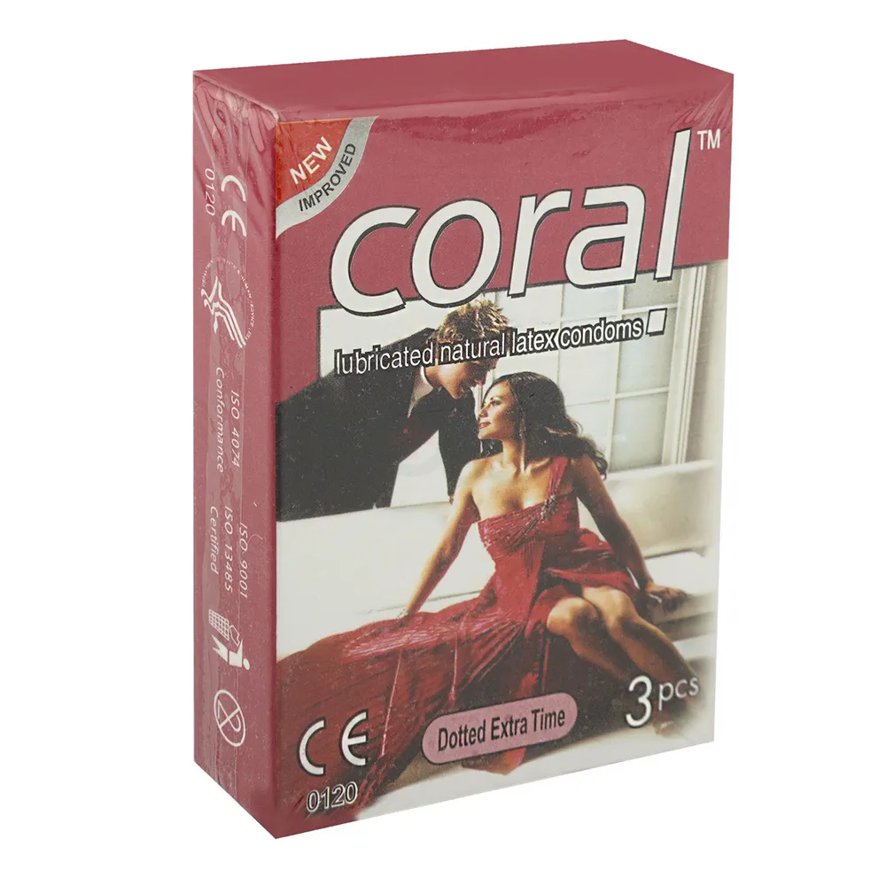 Coral - Dotted Extra Time Lubricated Natural Latex Condom - Combo Pack - 3 Packs  