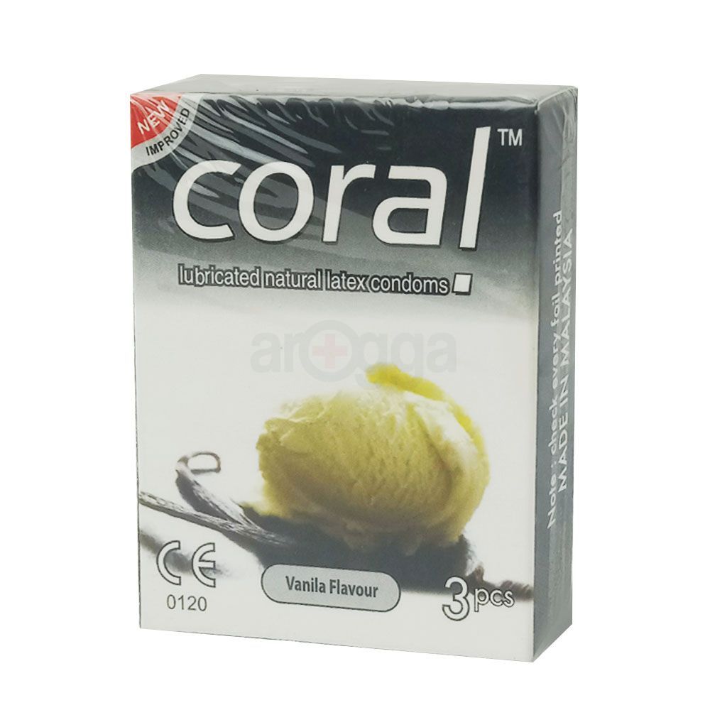 Coral-Vanila Flavored Lubricated Condom Single Pack 3x1= 3pcs  