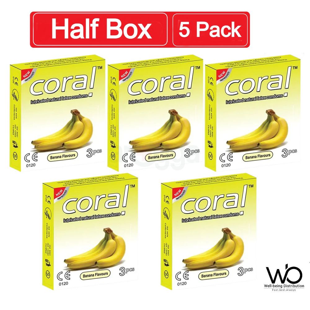 Coral Banana Flavors Lubricated Natural Latex Condom Half Box 15pieces  