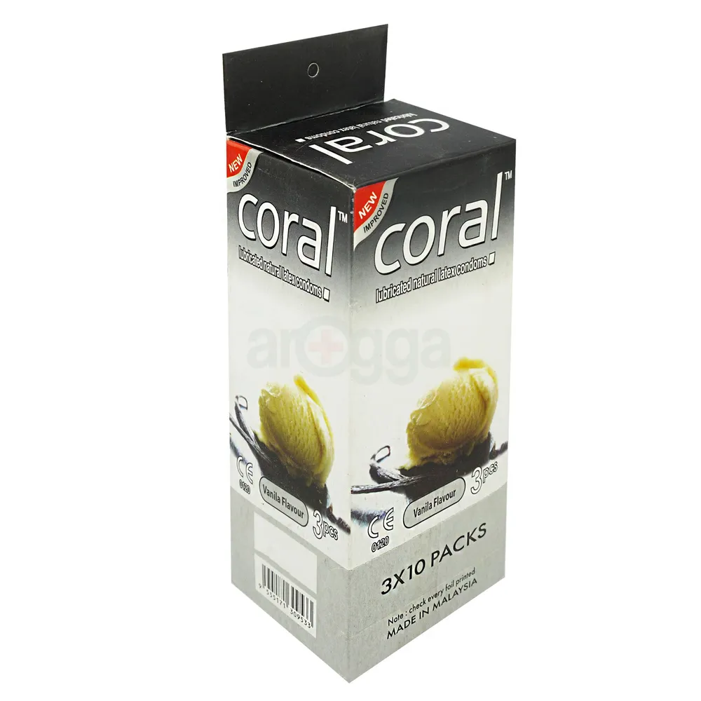 Coral - Vanilla Flavors Lubricated Natural Latex Condom - Full Box  