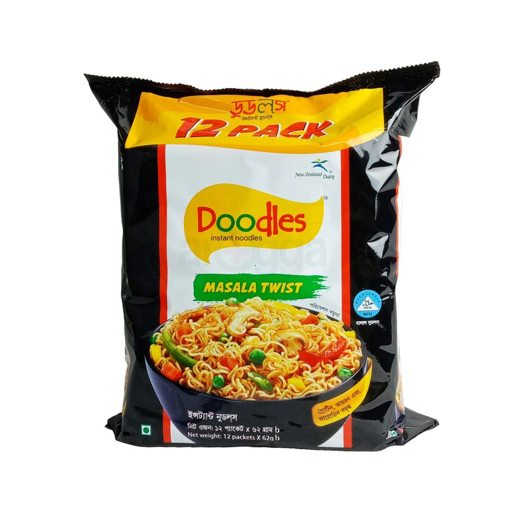 Doodles Instant Noodles Masala Twist 12 Pack 744g  