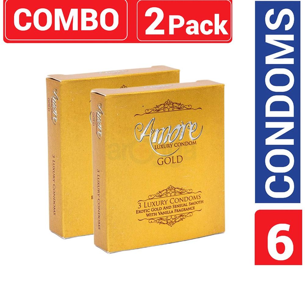 Amore - Luxury Condom Gold - Combo Pack - 2 Packs - 3x2=6pcs  