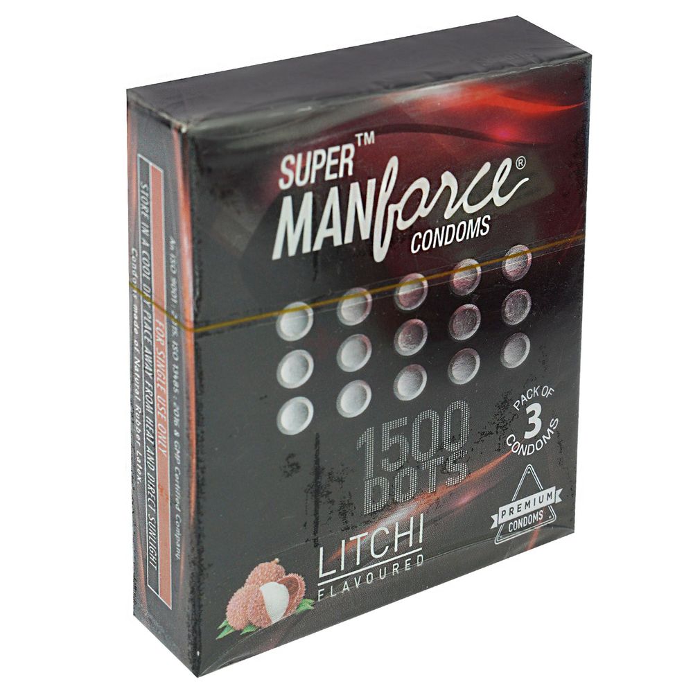 Manforce Condom 1500 Dots Litchi Flavor Condom 3pcs Condom (Made in India)  