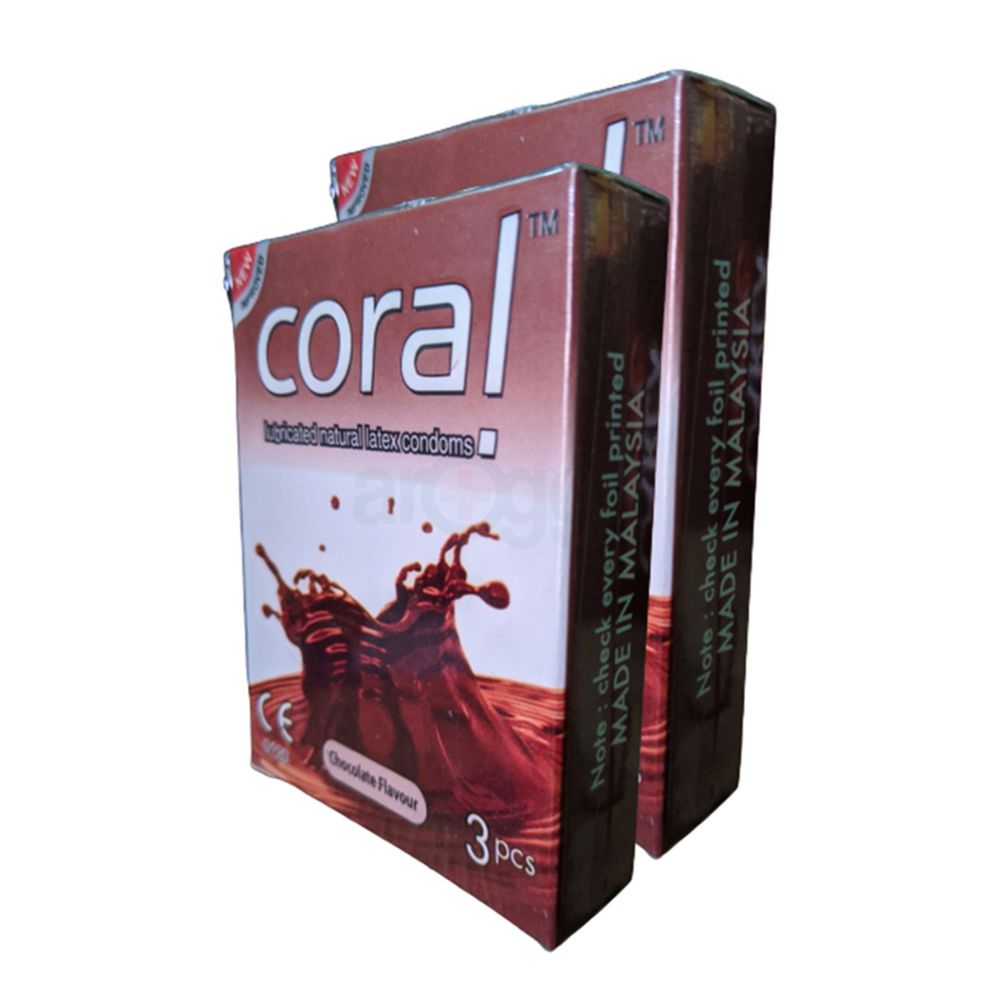 Coral - Chocolate Flavors Lubricated Natural Latex Condom - Combo 2 Packs  