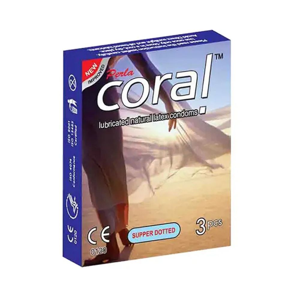 Coral-Super Dotted Lubricated Condom - 3 Pieces  