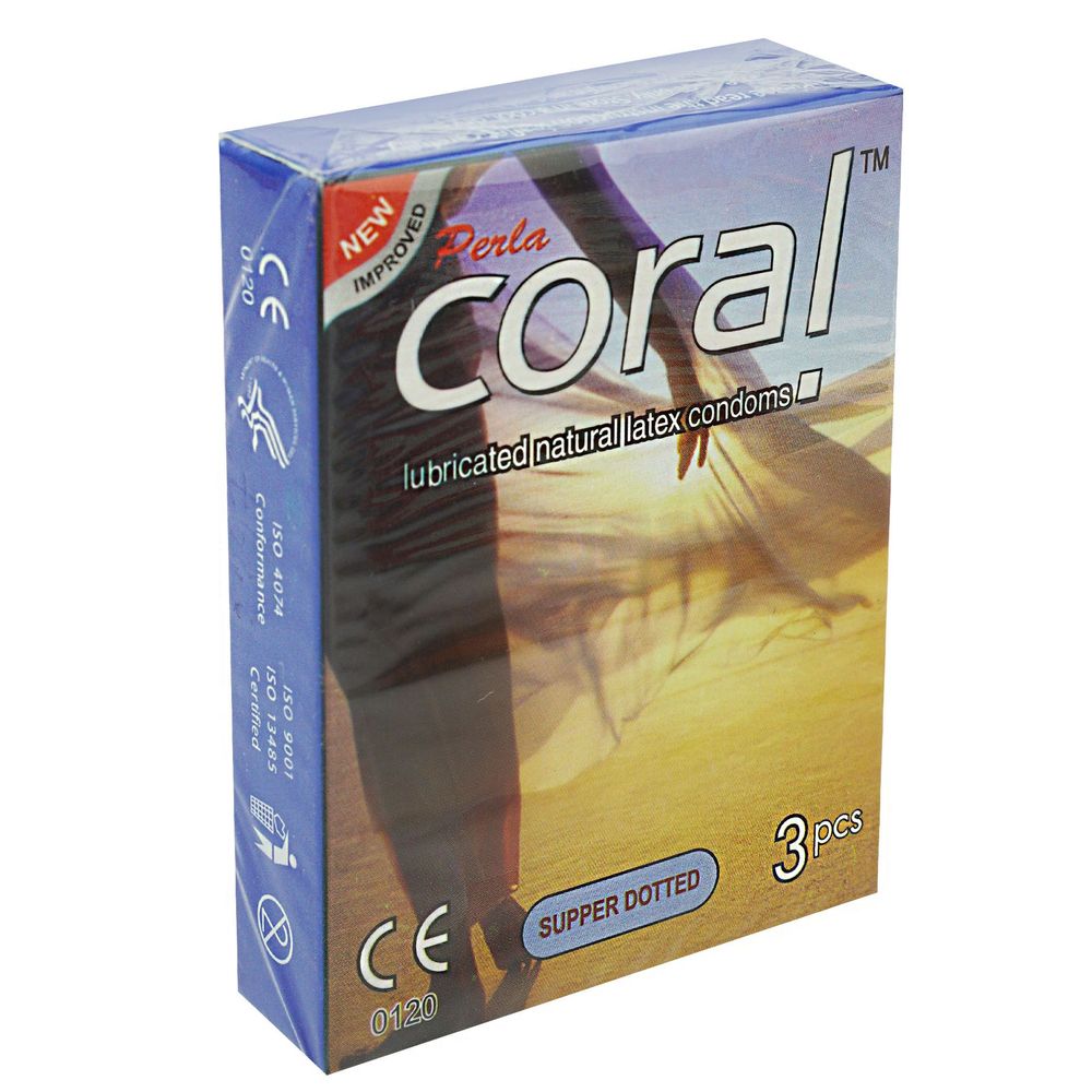 Coral-Super Dotted Lubricated Condom - 3 Pieces  