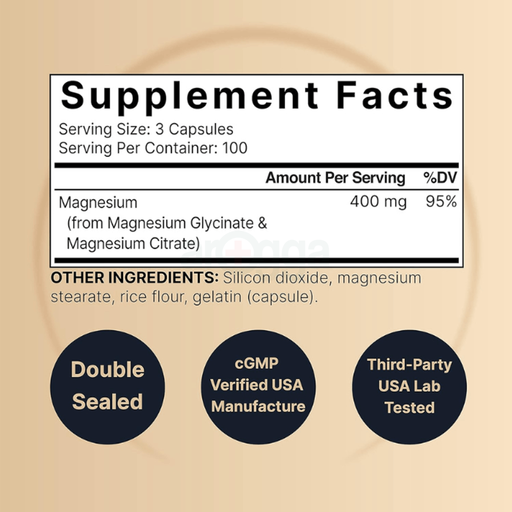 NatureBell Magnesium Complex 400mg Supplement, 300 Capsules  