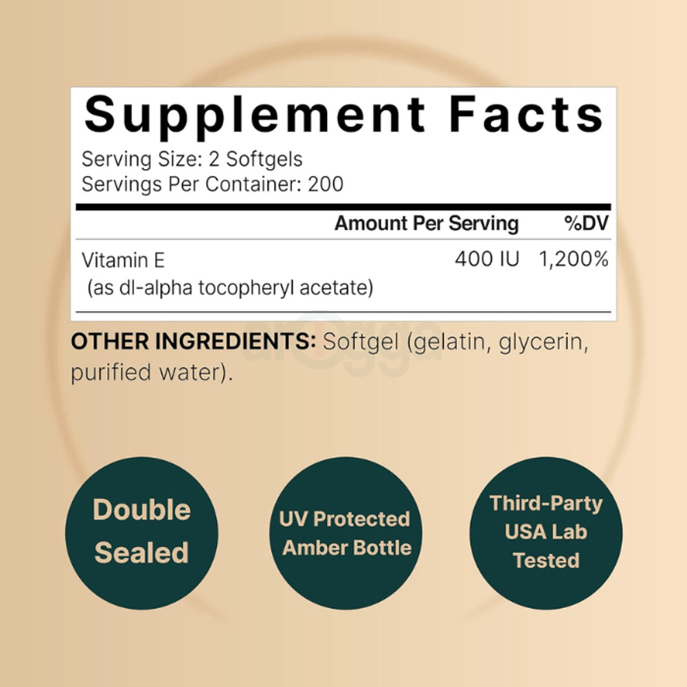 NatureBell Vitamin E Oil Softgels, 400iu Per Serving, 400 Pills  