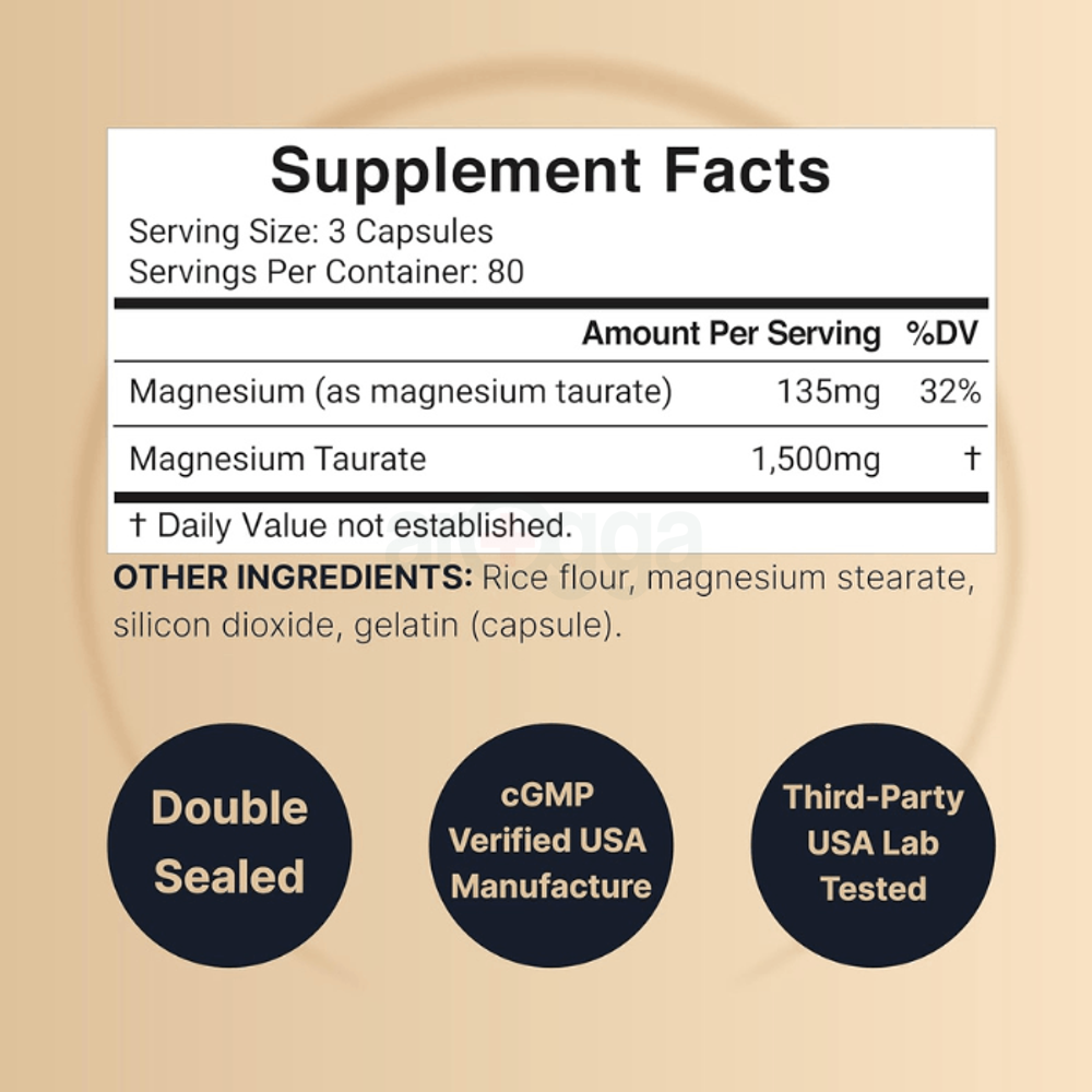 NatureBell Magnesium Taurate 1,500mg Per Serving, 240 Capsules		  