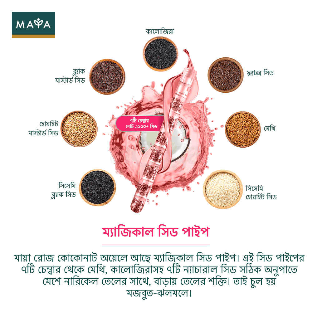 Maya True Herbs Rose Coconut Hair Oil 200ml (Get 2 Pcs of Hair Band FREE)  