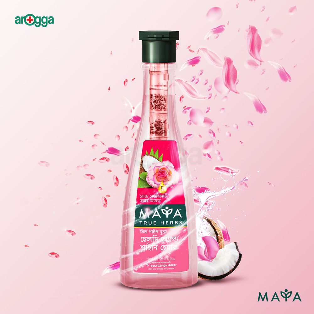 Maya True Herbs Rose Coconut Hair Oil 200ml (Get 2 Pcs of Hair Band FREE)  