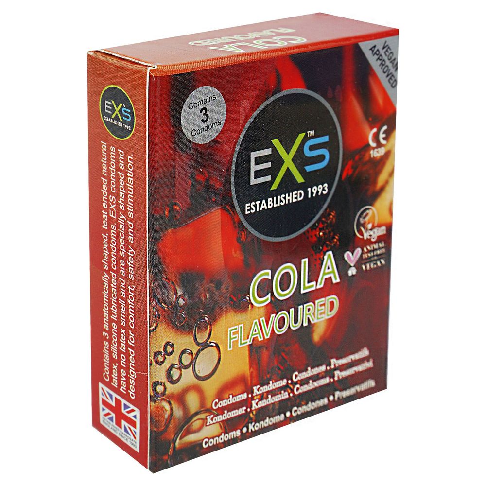 EXS Cola Flavor Condoms for Men | 3Pcs Pack | Natural Latex & Silicone Lubricated | UK  