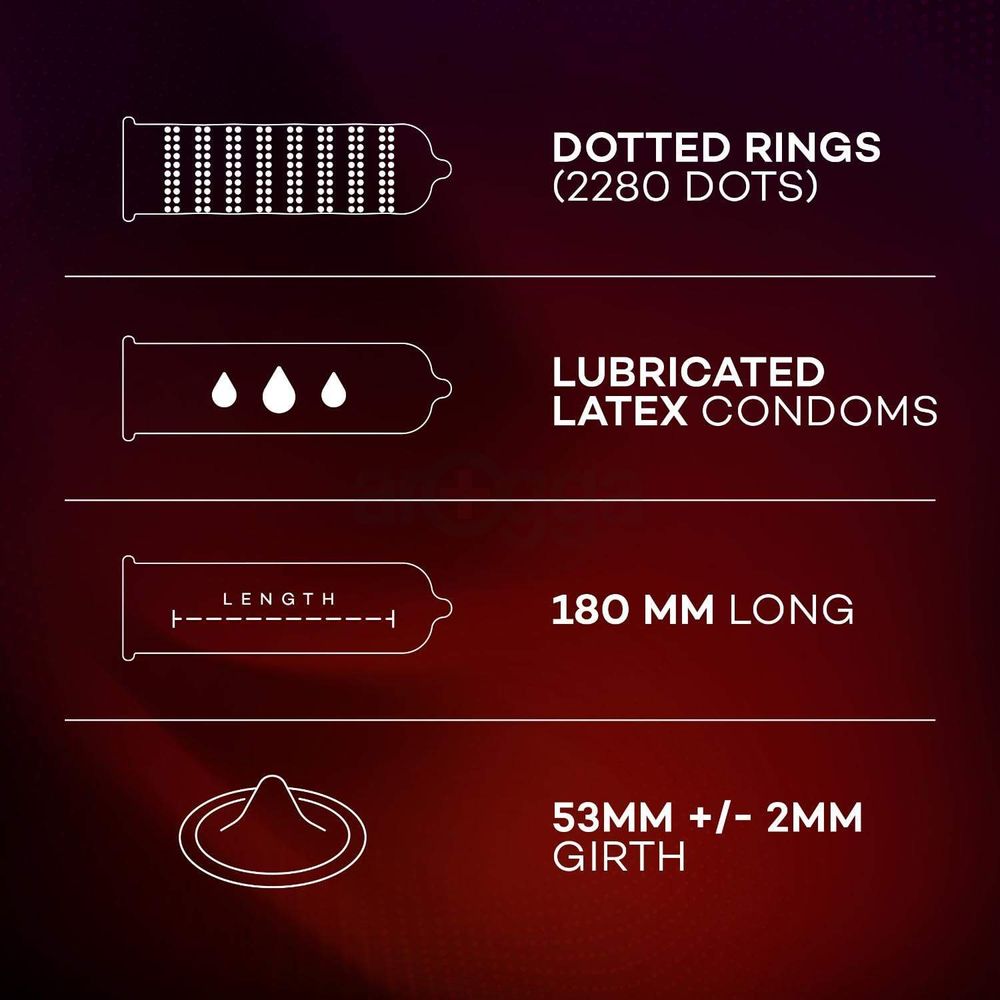 Manforce - Cocktail Condoms with Dotted-Rings Strawberry & Vanilla Flavored - 10 Pieces  