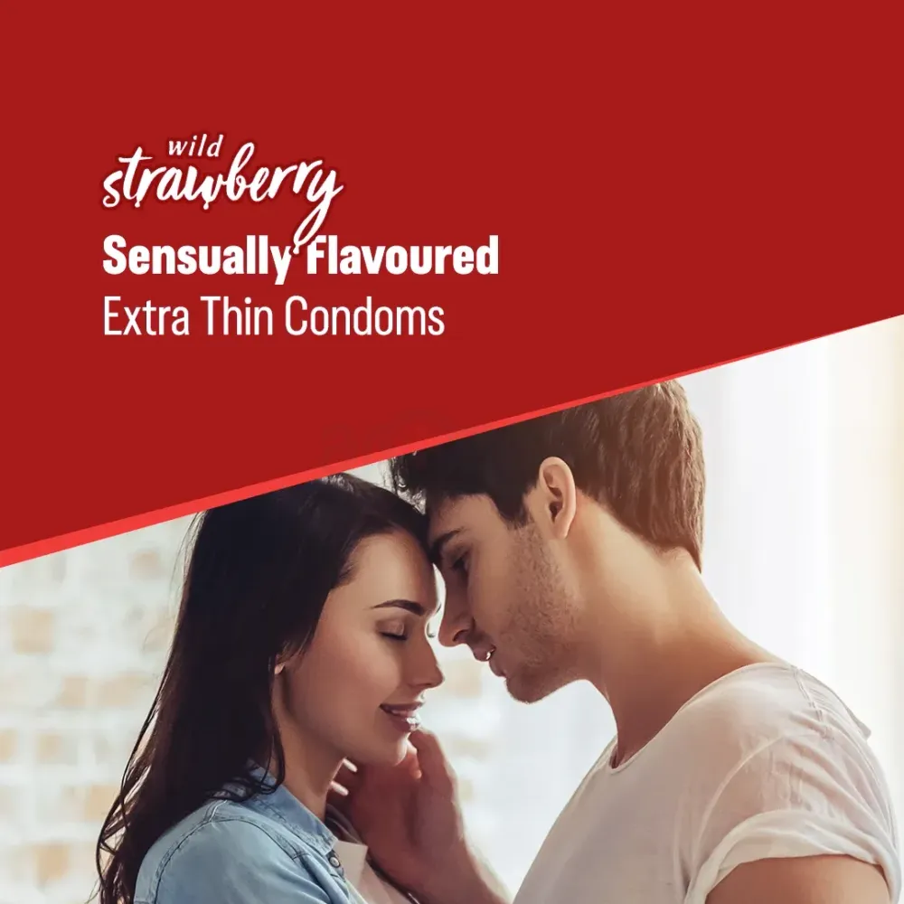 Durex - Extra Thin Wild Strawberry Flavored Condom - Single Pack - 3x1- 3pcs - Condom  
