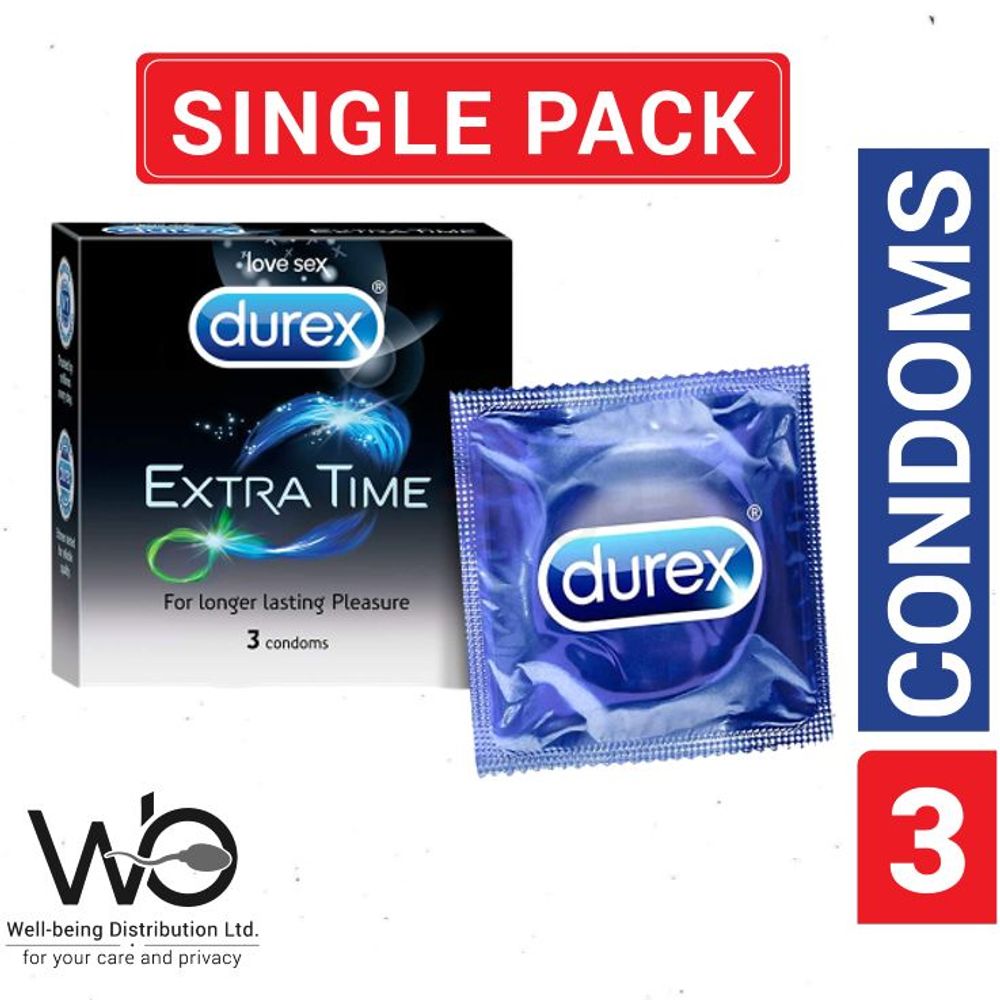 Durex Extra Time Condom - Single Pack - 3pcs Condom  