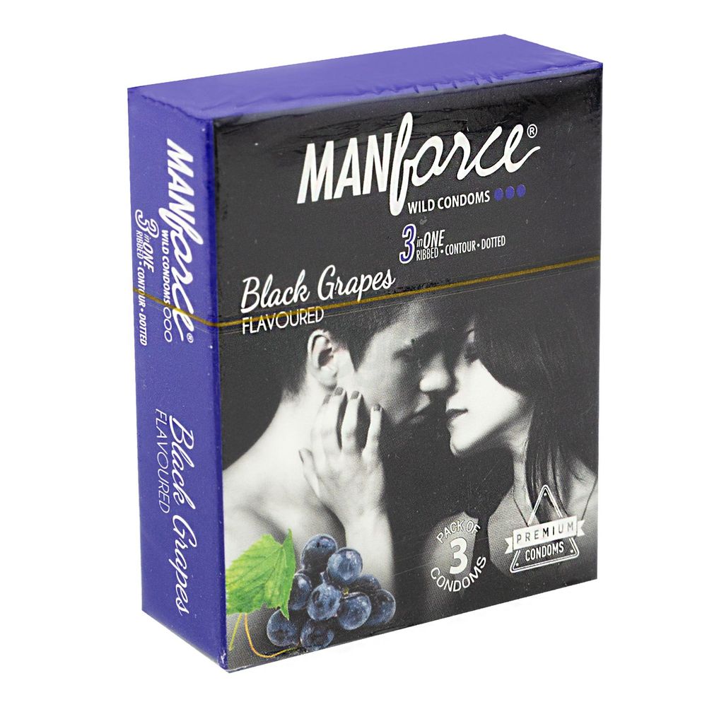Manforce Dotted Black Grapes Condom 3's Pack   